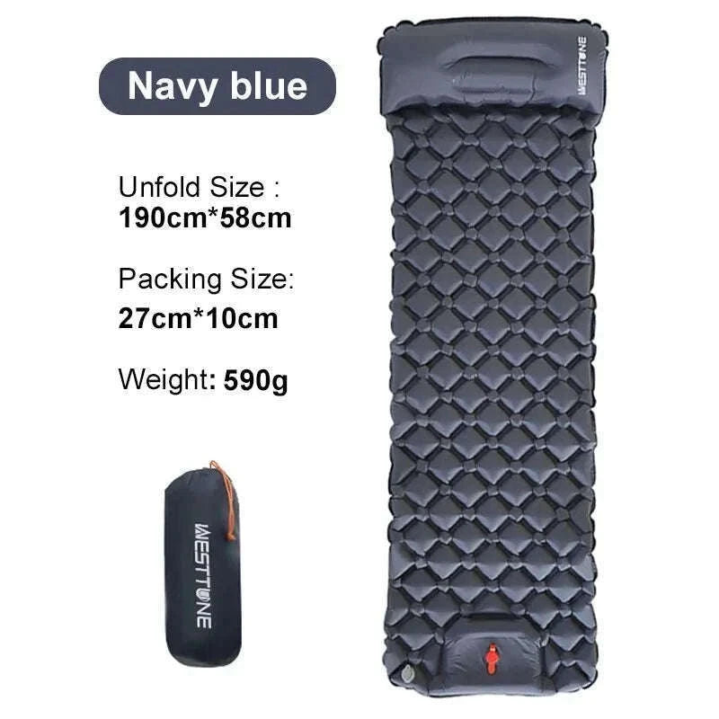 Camping Inflatable Mattress with Built-In Pump and Pillow-Orange