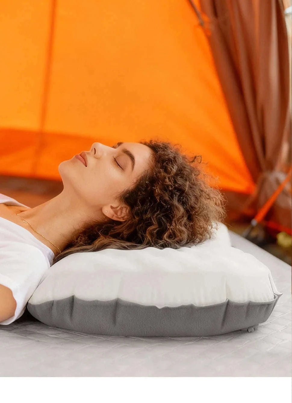 Camping Inflatable Pillow for Neck and Lumbar Support-Off-white