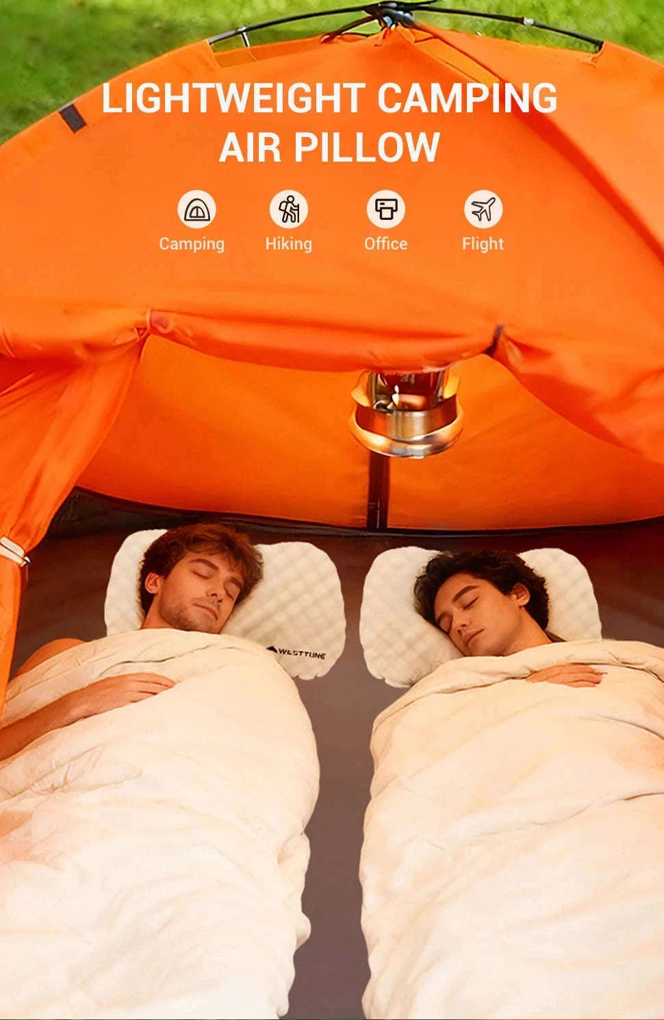 Camping Inflatable Pillow for Neck and Lumbar Support-Off-white