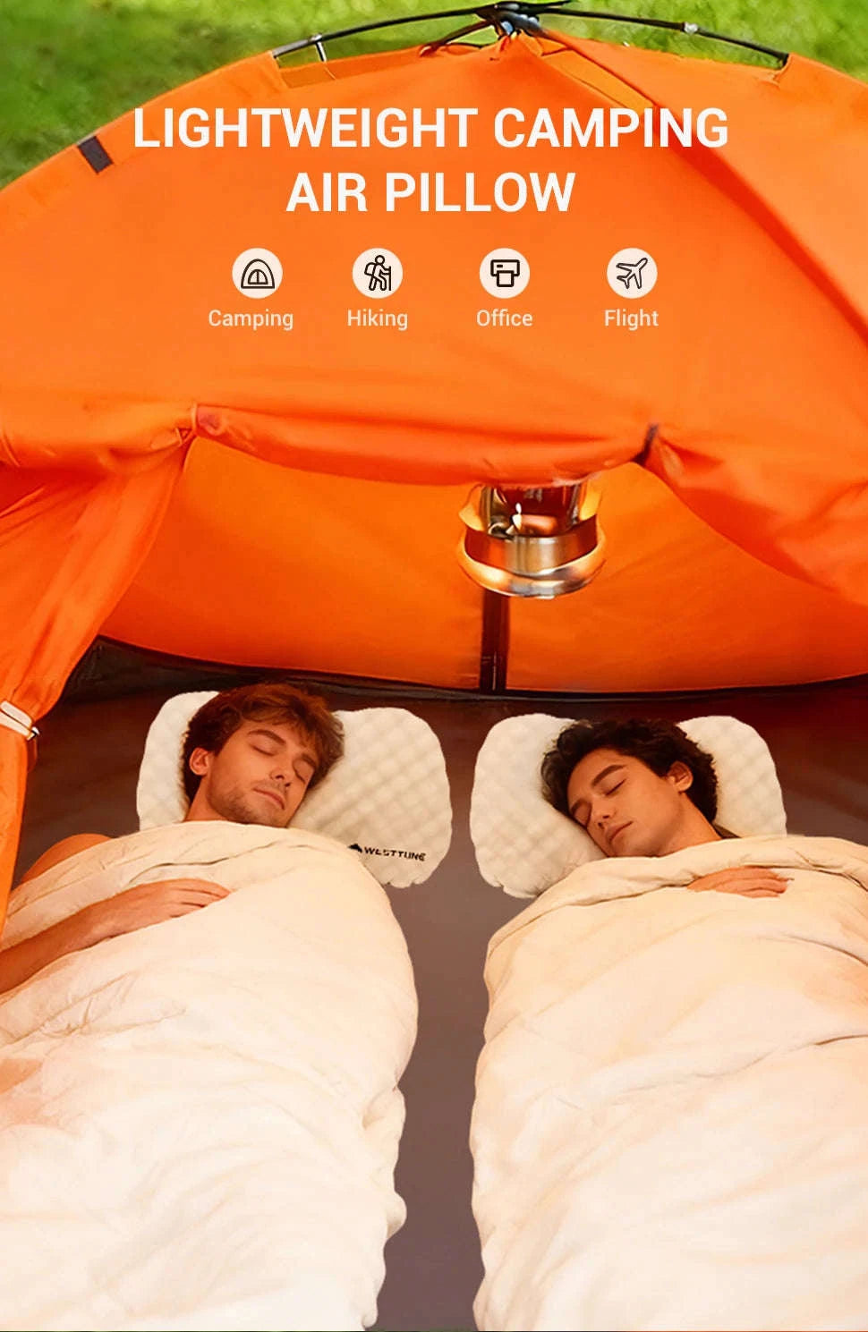 Camping Inflatable Pillow for Neck and Lumbar Support-Off-white