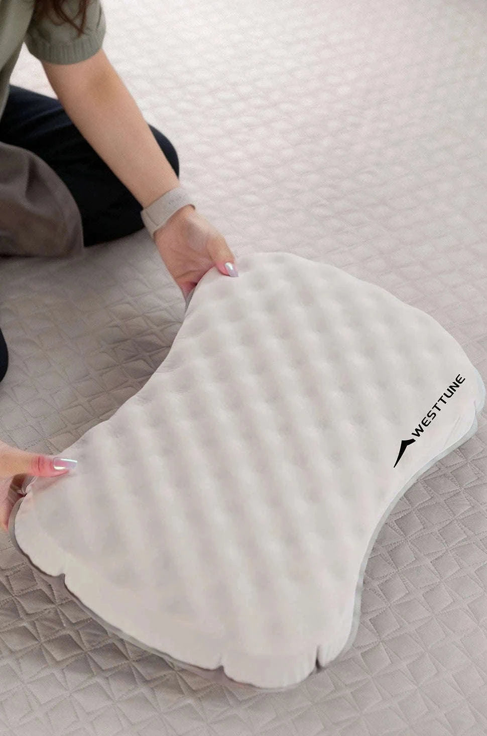 Camping Inflatable Pillow for Neck and Lumbar Support-Off-white