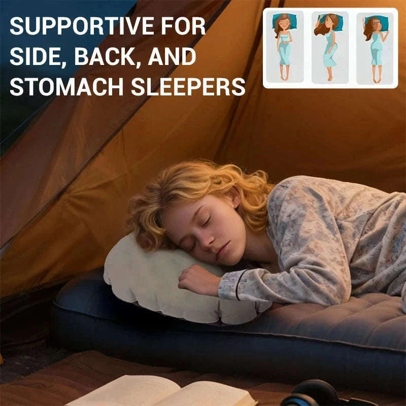 Camping Inflatable Pillow for Neck and Lumbar Support-Off-white