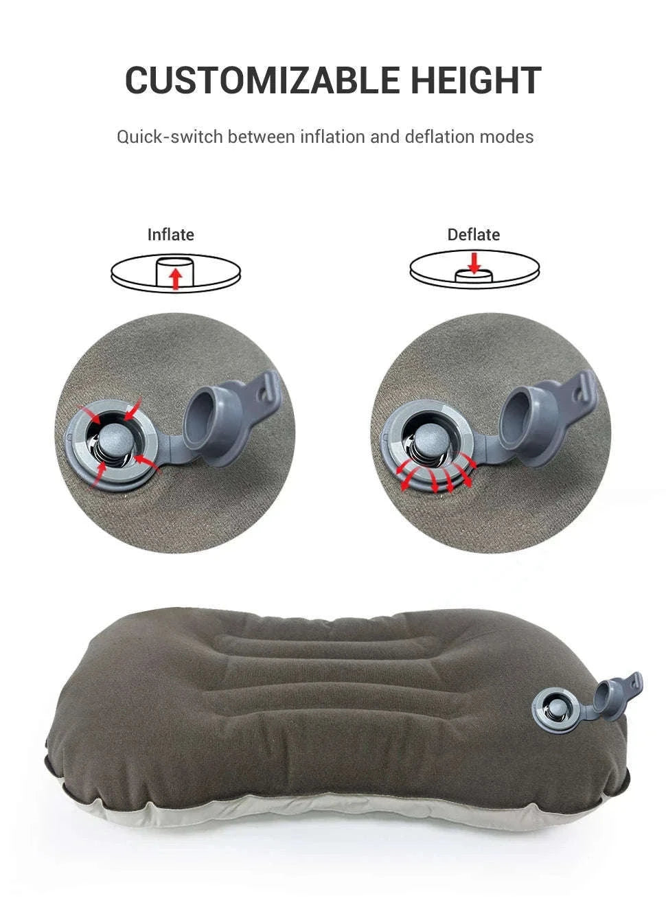 Camping Inflatable Pillow for Neck and Lumbar Support-Off-white