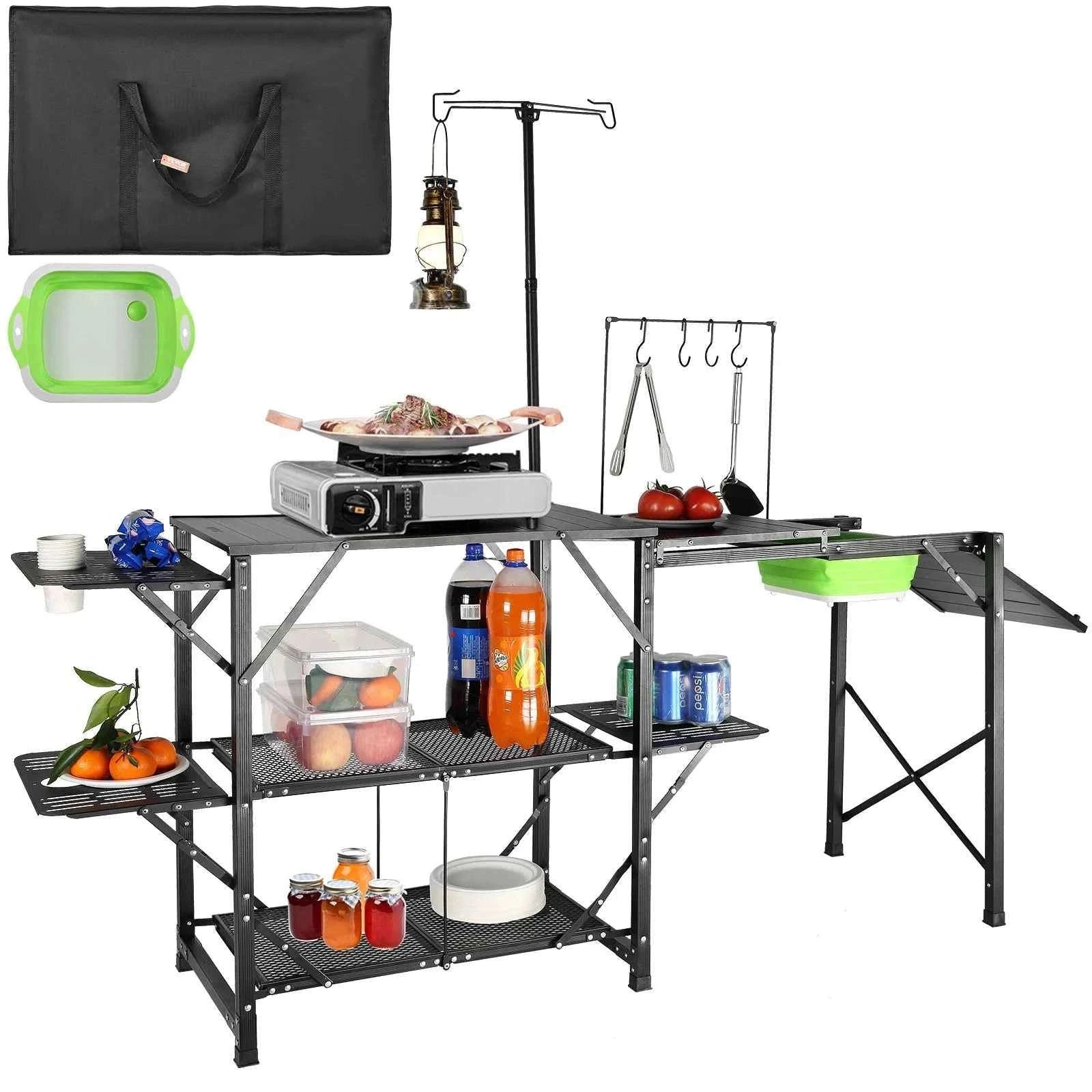 Camping Kitchen Table with Sink, Aluminum Folding Portable Outdoor Cook Station-21.4 lbs / CZECH REPUBLIC