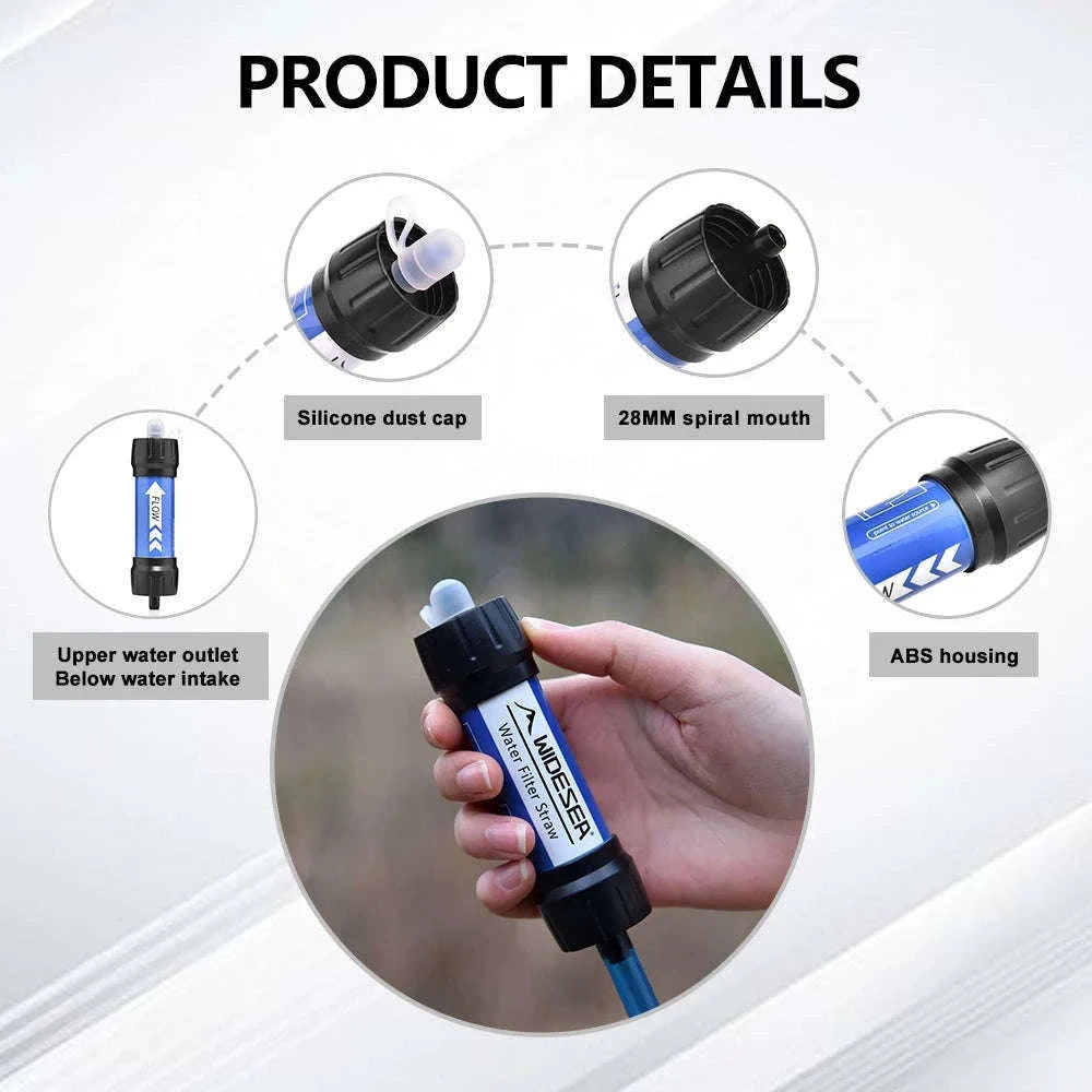 Camping Outdoor Water Purifier Straw with 0.01 Micron Filtration-Blue