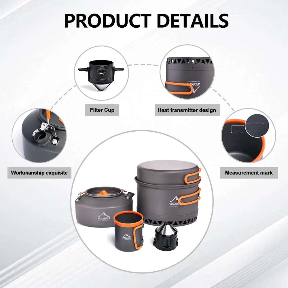 Camping Tableware Outdoor Cookware Set Pots Tourist kettle coffee cup filte Kitchen Equipment Gear Utensils Hiking Picnic Travel-WSC-108 / United States
