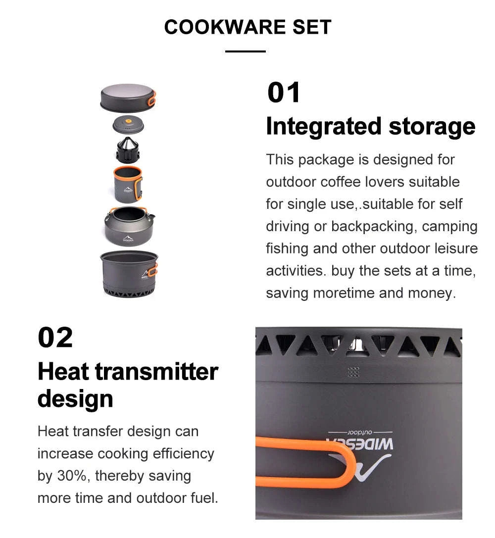 Camping Tableware Outdoor Cookware Set Pots Tourist kettle coffee cup filte Kitchen Equipment Gear Utensils Hiking Picnic Travel-WSC-108 / United States