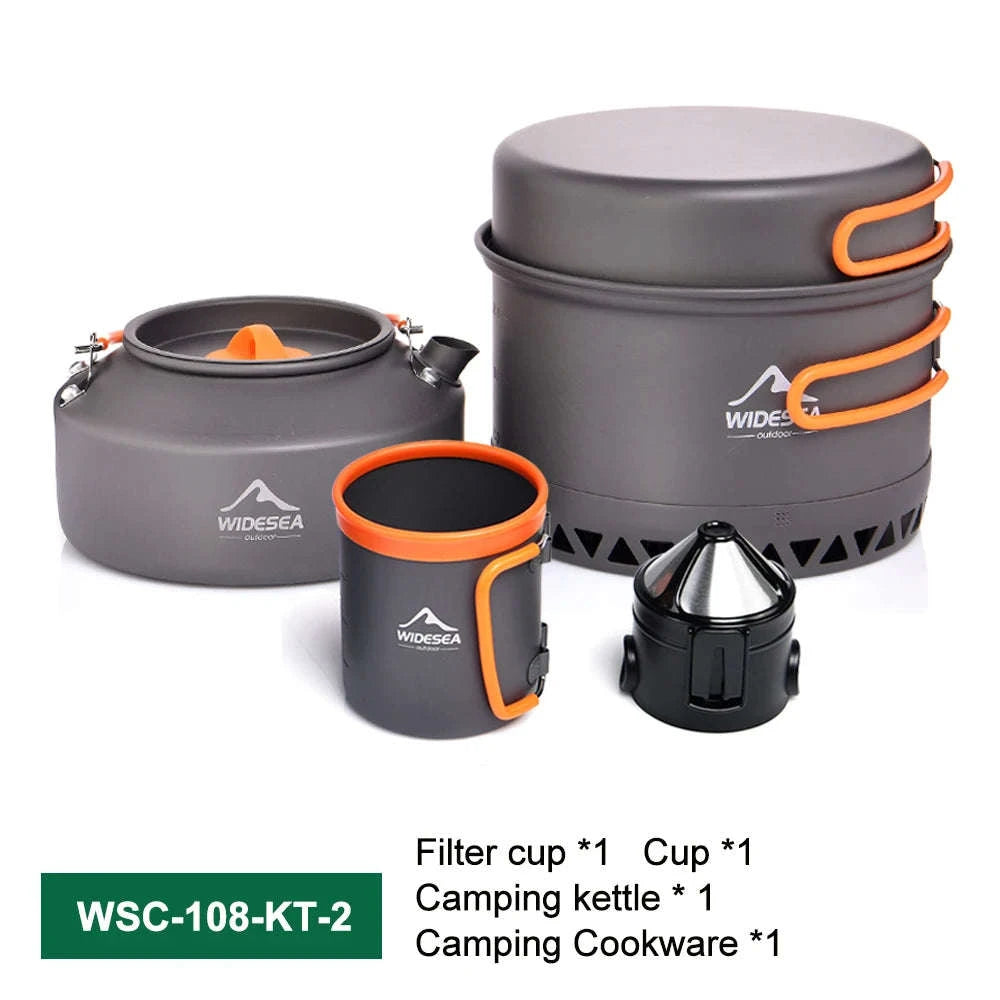 Camping Tableware Outdoor Cookware Set Pots Tourist kettle coffee cup filte Kitchen Equipment Gear Utensils Hiking Picnic Travel-WSC-108 / United States