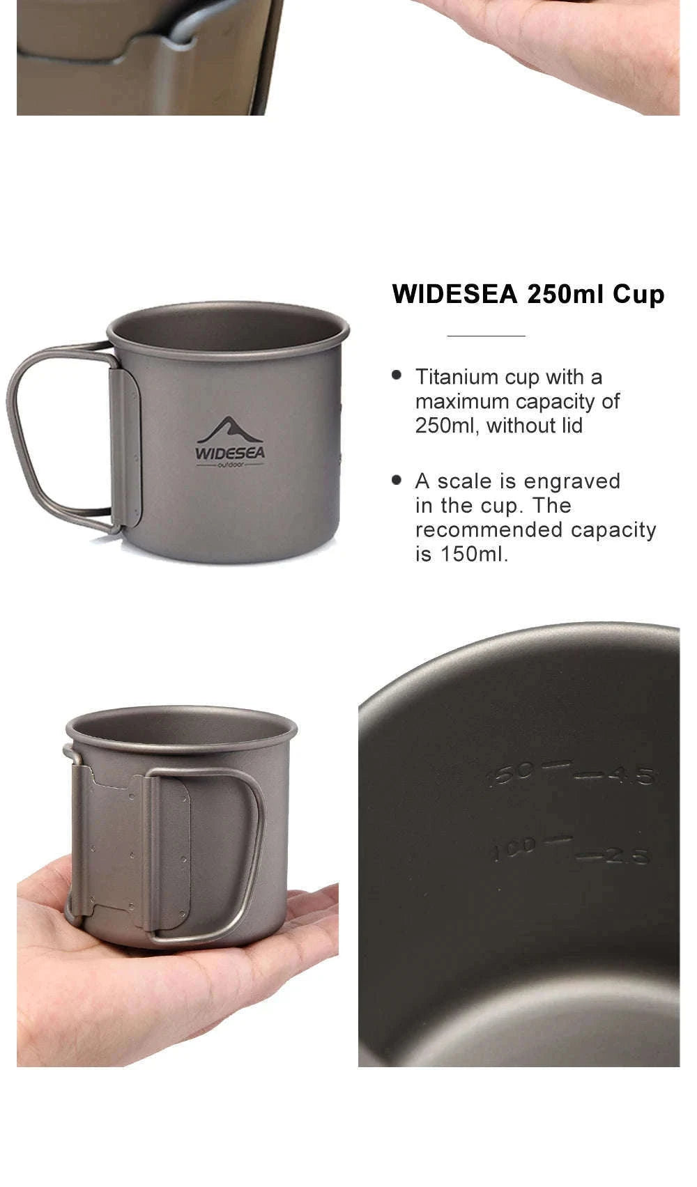 Camping Titanium Mug 0.6L-Titanium Cup 600ML / China Mainland