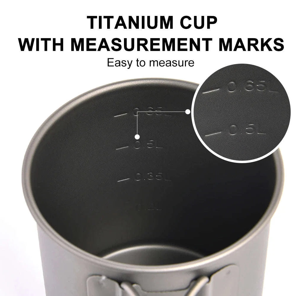 Camping Titanium Mug 0.6L-Titanium Cup 600ML / China Mainland