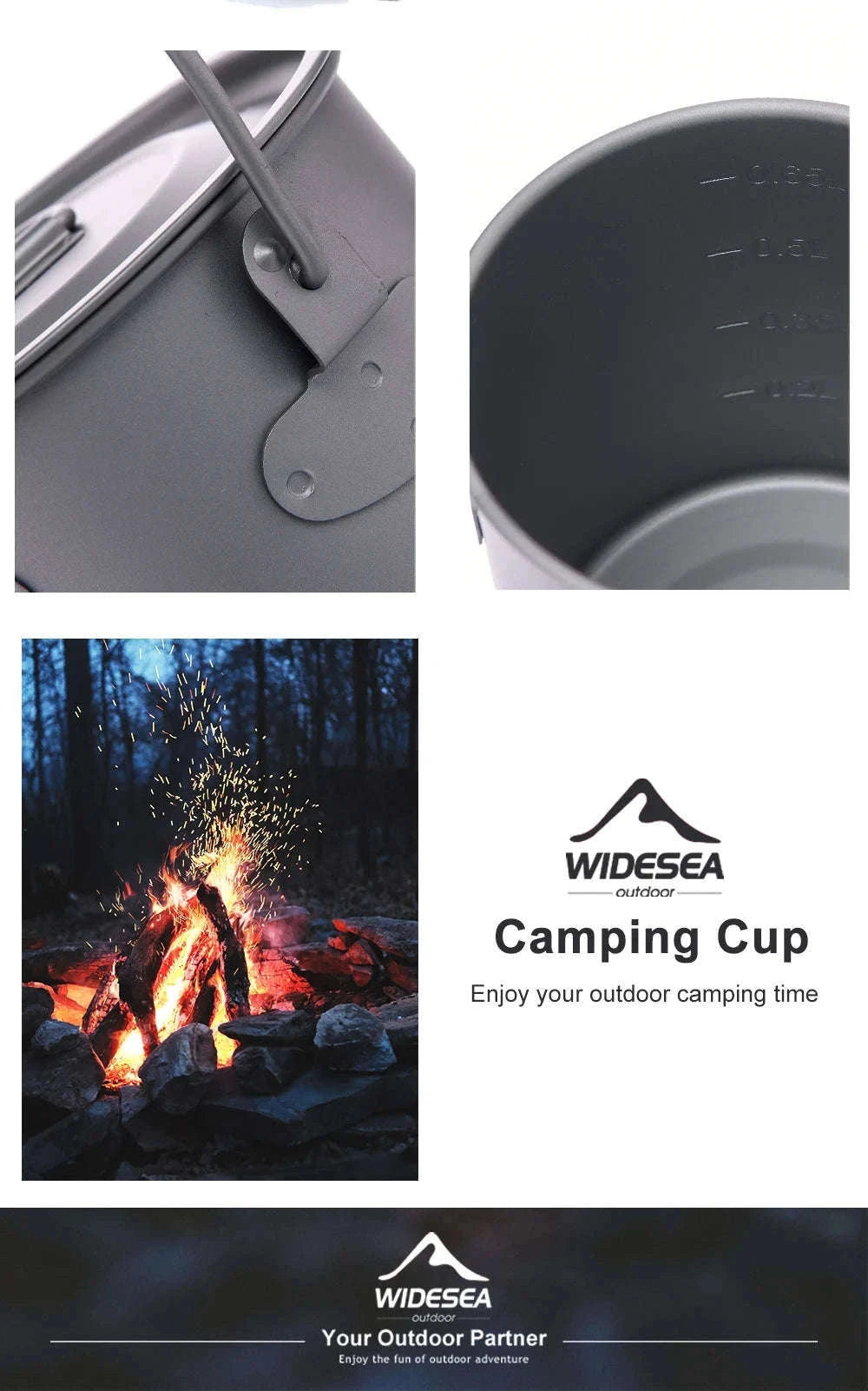 Camping Titanium Mug 0.6L-Titanium Cup 600ML / China Mainland