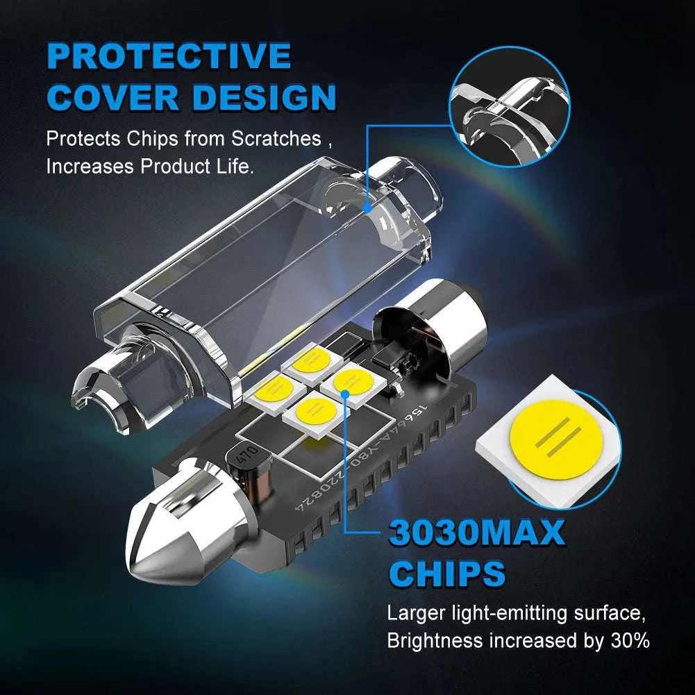 CANBUS Error-Free Festoon LED Bulb 31mm 36mm 39mm 41mm 12V 3030 SMD-1PC / 36mm / Warm White