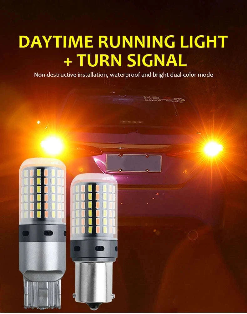 Canbus LED Turn Signal Bulbs Dual Color 12V 2-Pack-1156 BAU15S PY21W / White-Yellow