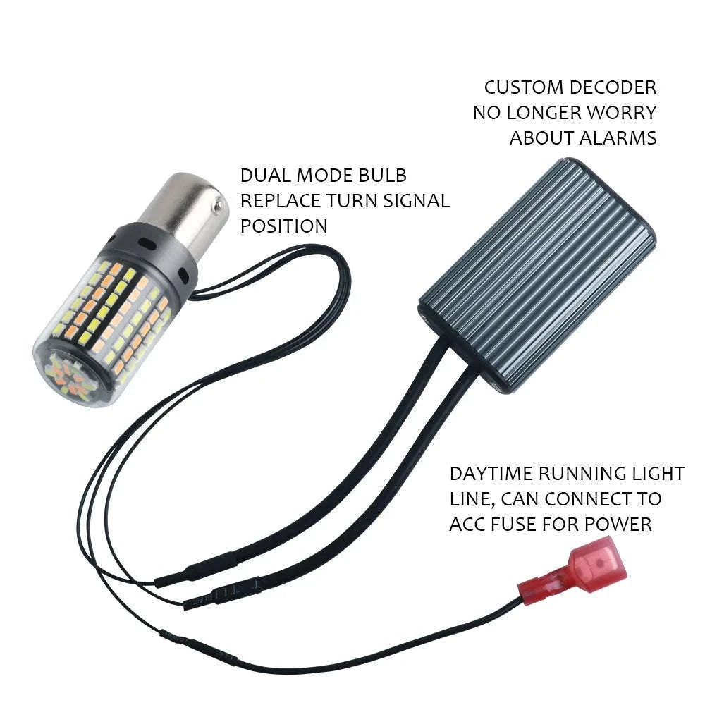 Canbus LED Turn Signal Bulbs Dual Color 12V 2-Pack-1156 BAU15S PY21W / White-Yellow