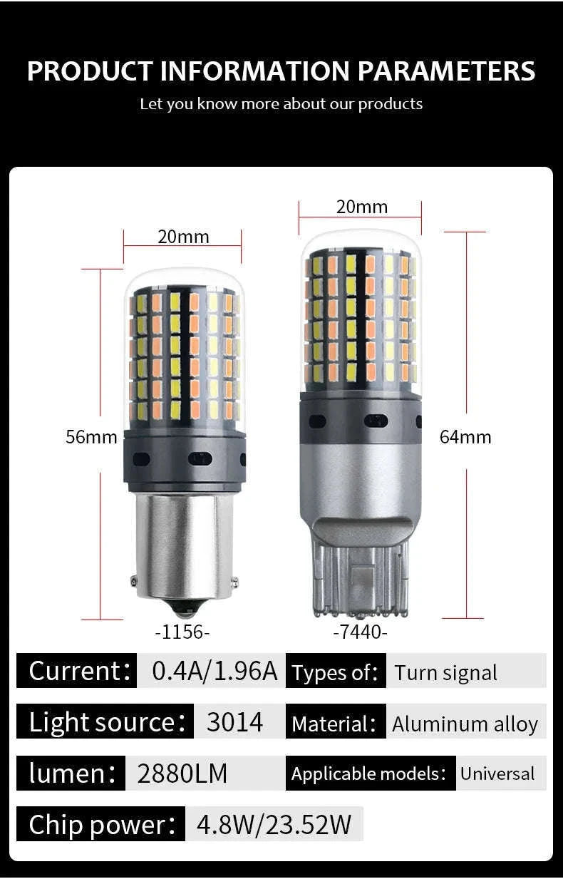 Canbus LED Turn Signal Bulbs Dual Color 12V 2-Pack-1156 BAU15S PY21W / White-Yellow