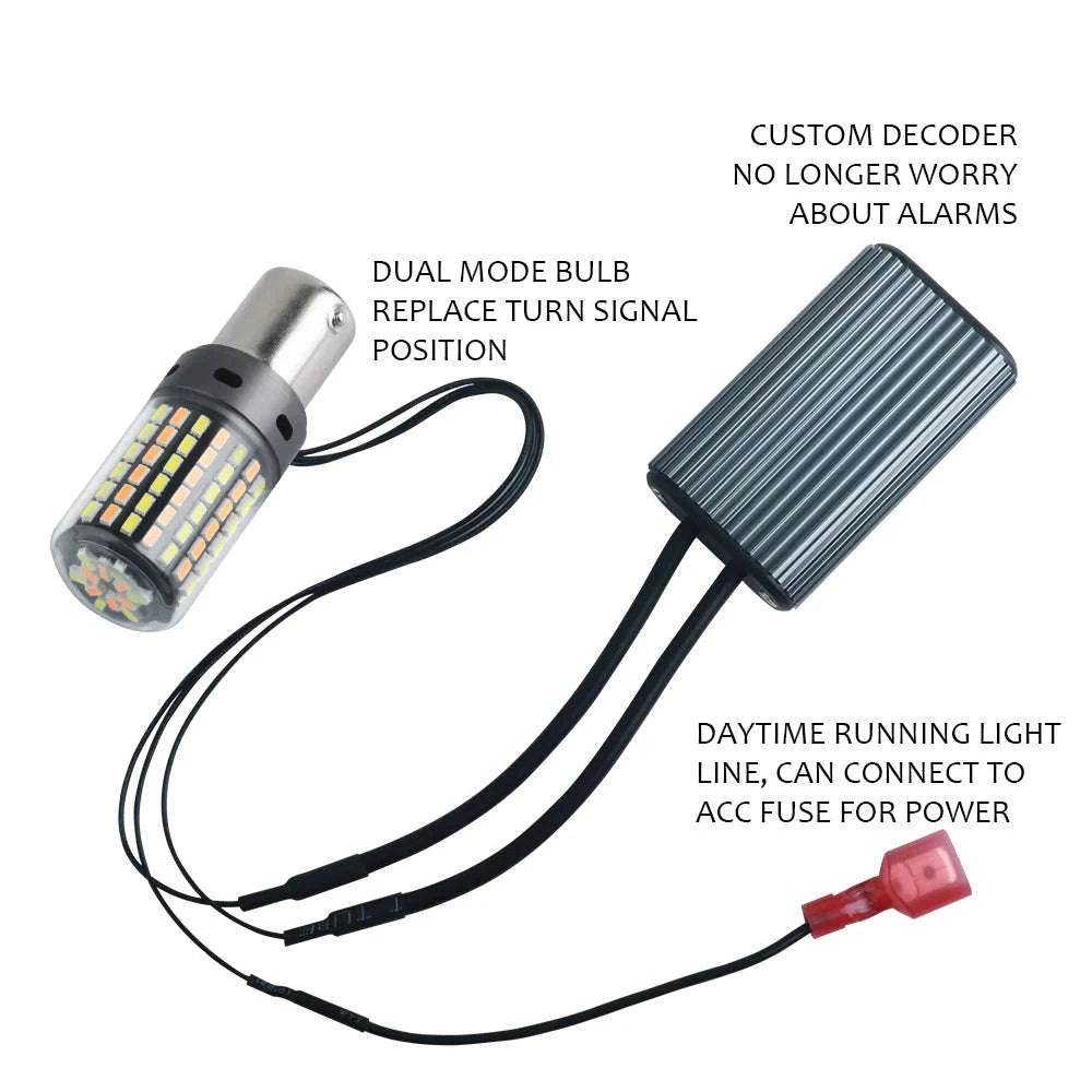 Canbus LED Turn Signal Bulbs Dual Color 12V 2-Pack-1156 BAU15S PY21W / White-Yellow