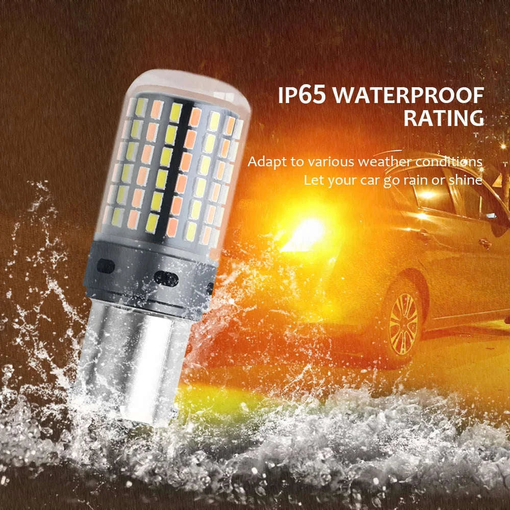 Canbus LED Turn Signal Bulbs Dual Color 12V 2-Pack-1156 BAU15S PY21W / White-Yellow