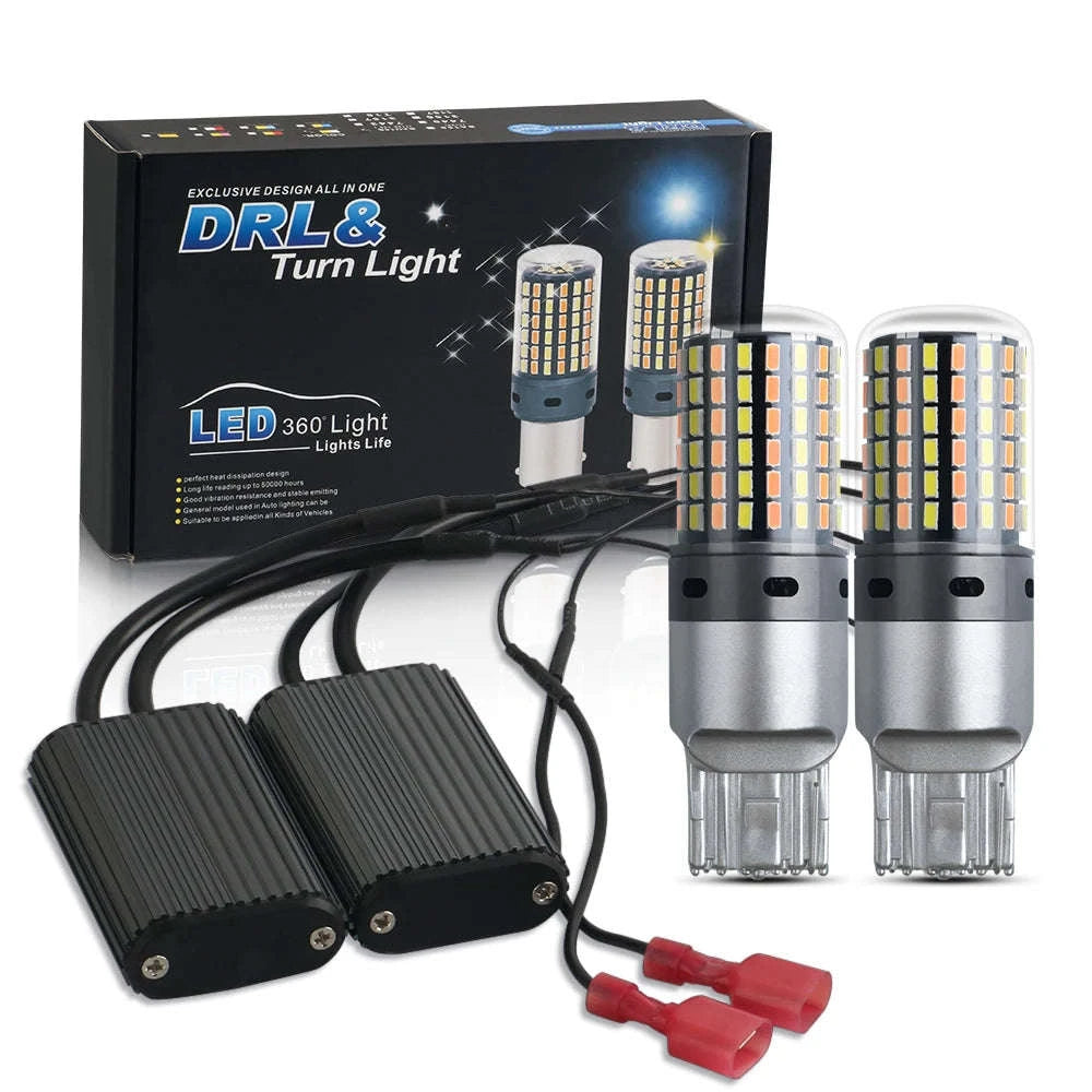 Canbus LED Turn Signal Bulbs Dual Color 12V 2-Pack-1156 BAU15S PY21W / White-Yellow