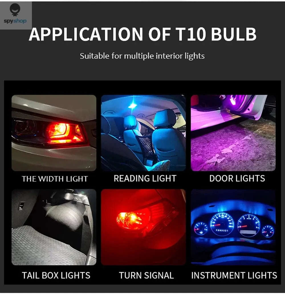 Canbus T10 LED Bulbs 6000K Interior & Exterior Lighting Upgrade-Blue
