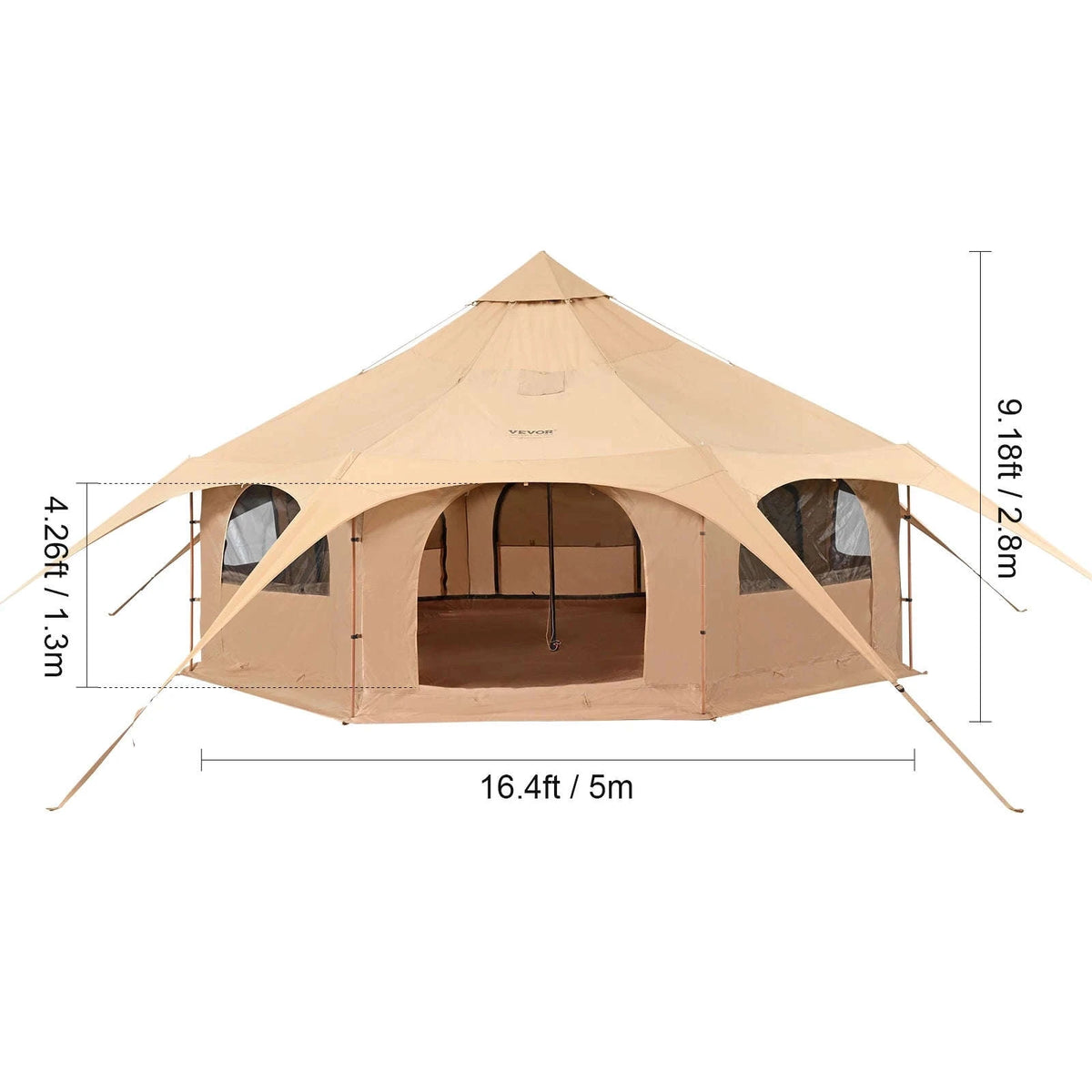 Canvas Bell Tent 4 Seasons 5m with Stove Jack-5m type B / United States
