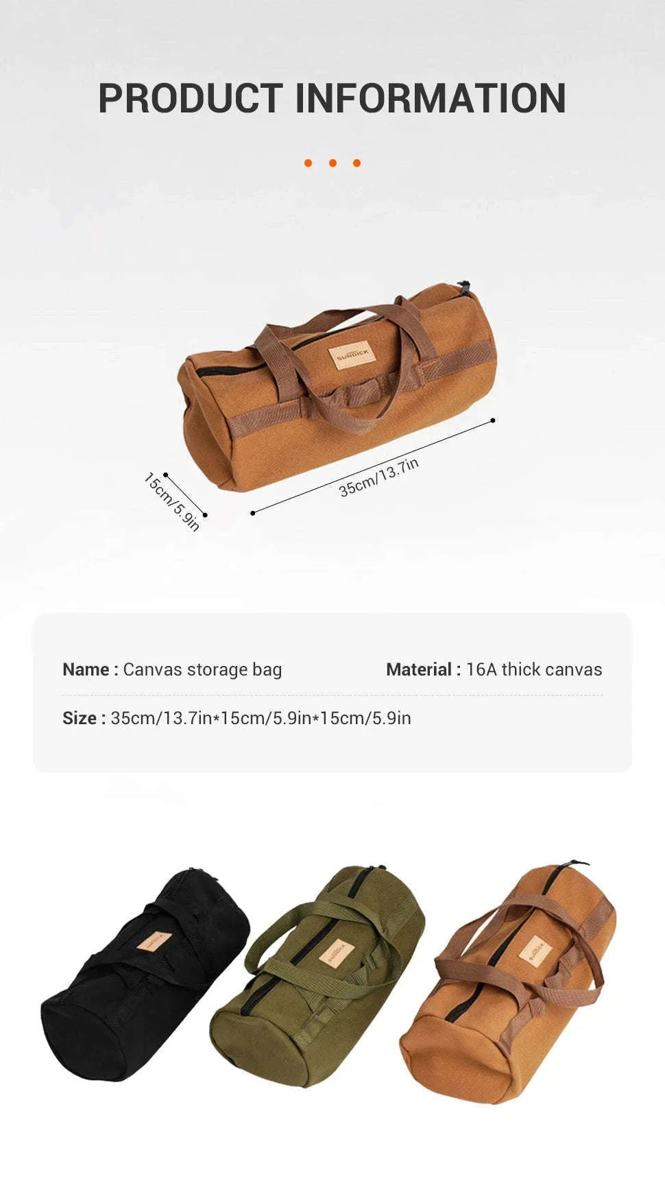 Canvas Camping Storage Bag for Tent Pegs and Small Gear-Army green
