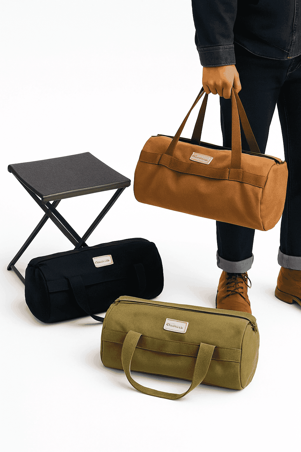 Canvas Camping Storage Bag for Tent Pegs and Small Gear-Army green