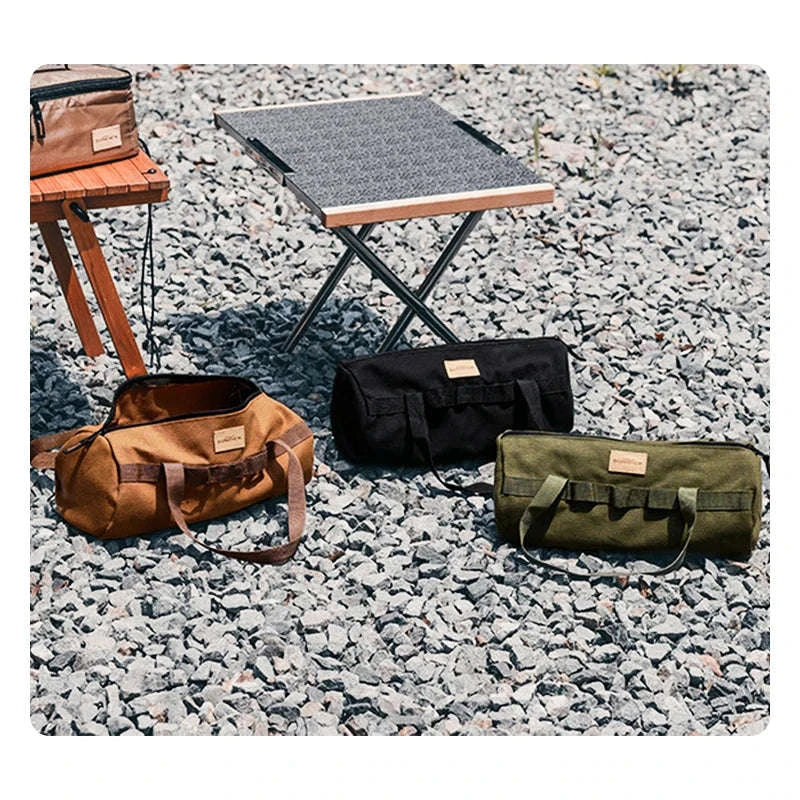 Canvas Camping Storage Bag for Tent Pegs and Small Gear-Army green