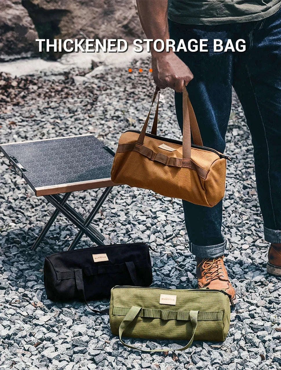 Canvas Camping Storage Bag for Tent Pegs and Small Gear-Army green