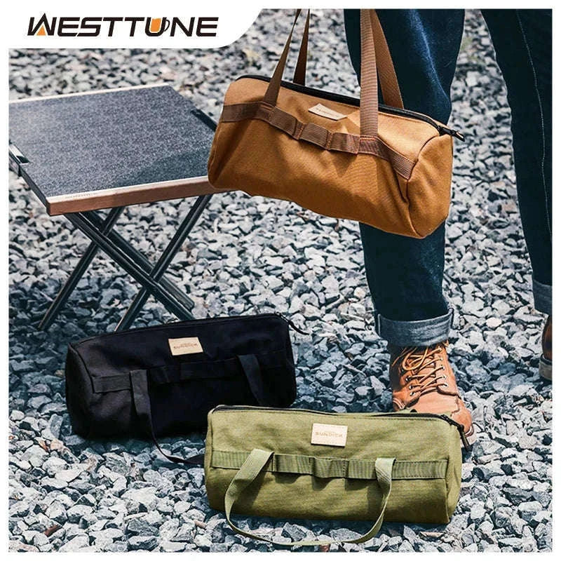 Canvas Camping Storage Bag for Tent Pegs and Small Gear-Army green