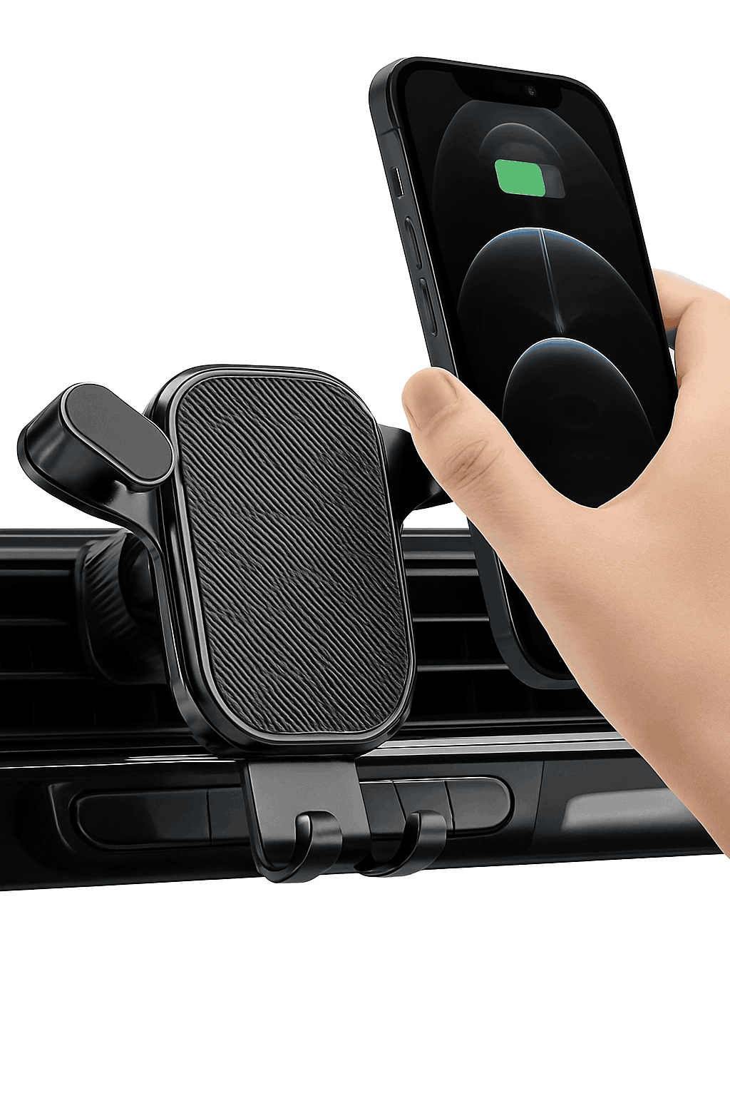 Car Air Vent Clip Phone Holder for 4.7-6.7 Inch Devices-black
