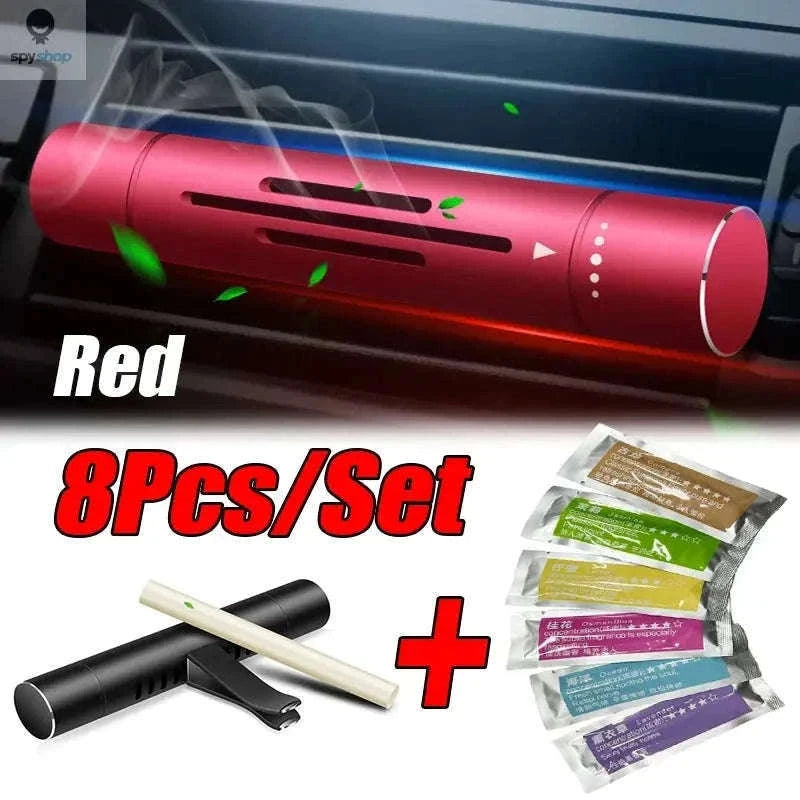 Car Air Vent Perfume Clip Set with Adjustable Fragrance Control-Red 8Pcs Set