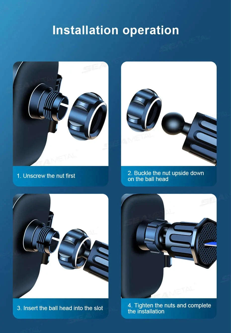 Car Air Vent Phone Holder 360-Degree Rotation Stable Phone Mount for 4.7-7.2in Smartphones-Long