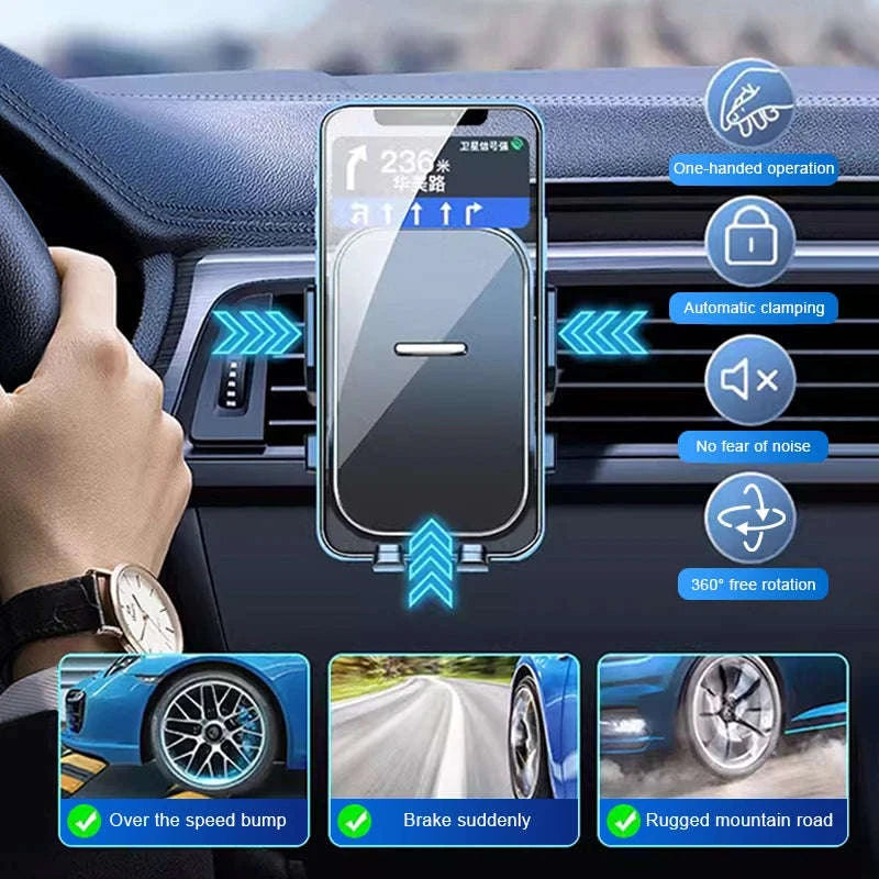 Car Air Vent Phone Holder 360-Degree Rotation Stable Phone Mount for 4.7-7.2in Smartphones-Long