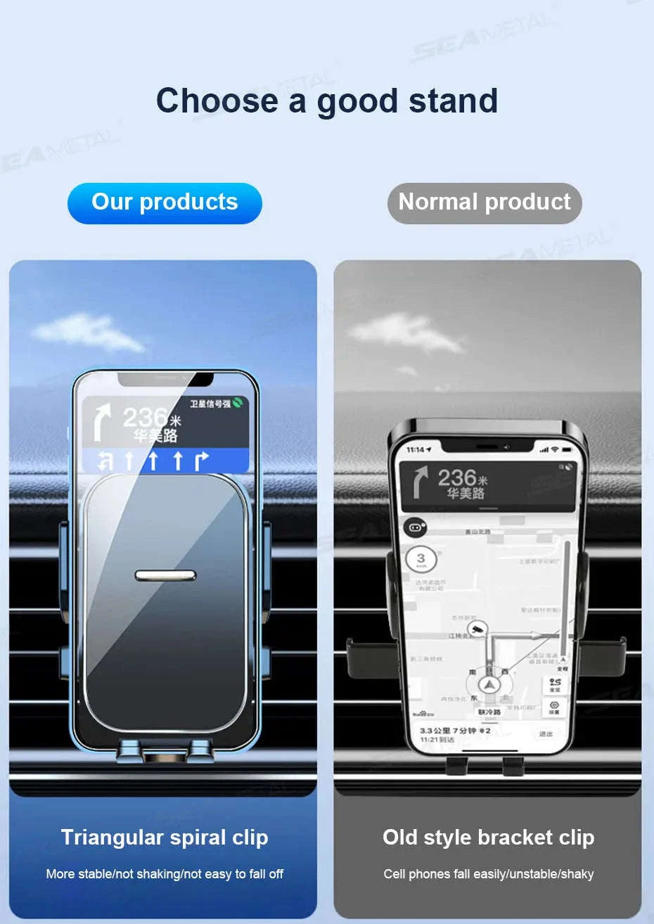 Car Air Vent Phone Holder 360-Degree Rotation Stable Phone Mount for 4.7-7.2in Smartphones-Long