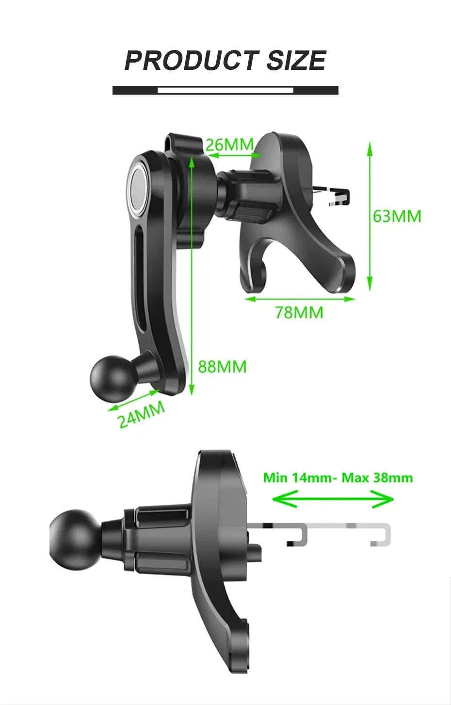 Car Air Vent Phone Holder Anti-Shake Adjustable Mount-Long style 1pc