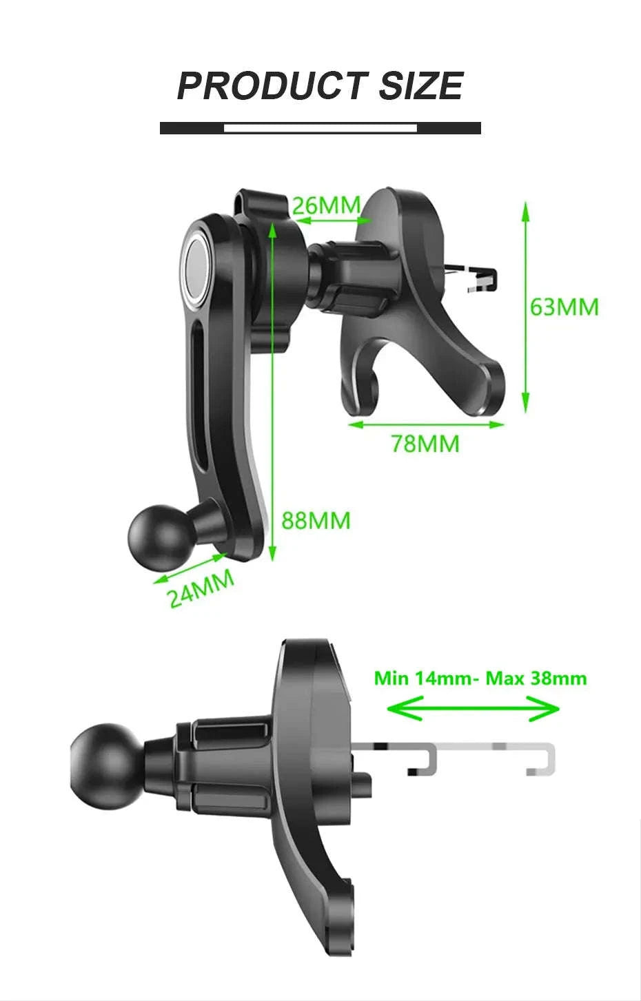 Car Air Vent Phone Holder Anti-Shake Adjustable Mount-Long style 1pc
