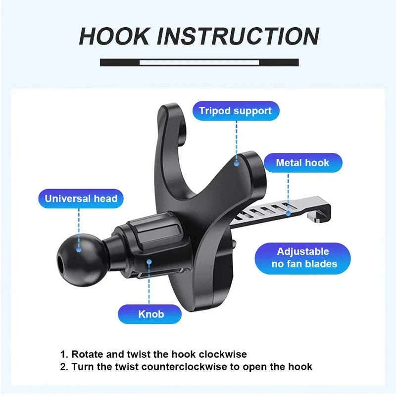 Car Air Vent Phone Holder Anti-Shake Adjustable Mount-Long style 1pc