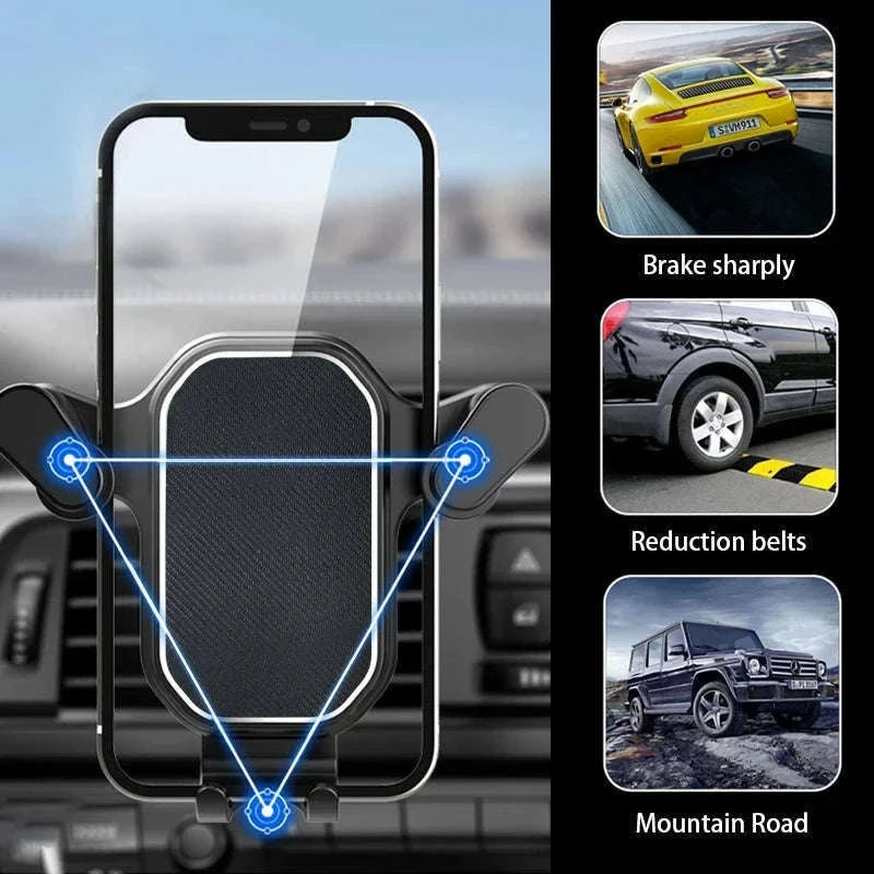 Car Air Vent Phone Holder Gravity Lock Hook Mount 360 Rotation-Long