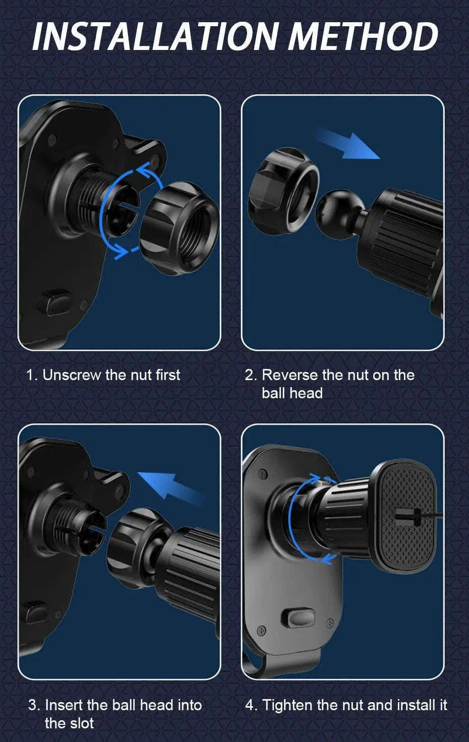Car Air Vent Phone Holder Gravity Lock Hook Mount 360 Rotation-Long