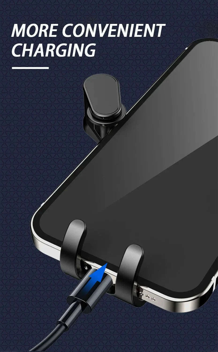 Car Air Vent Phone Holder Gravity Lock Hook Mount 360 Rotation-Long