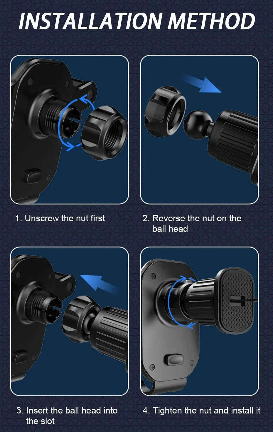 Car Air Vent Phone Holder Gravity Lock Hook Mount 360 Rotation-Long