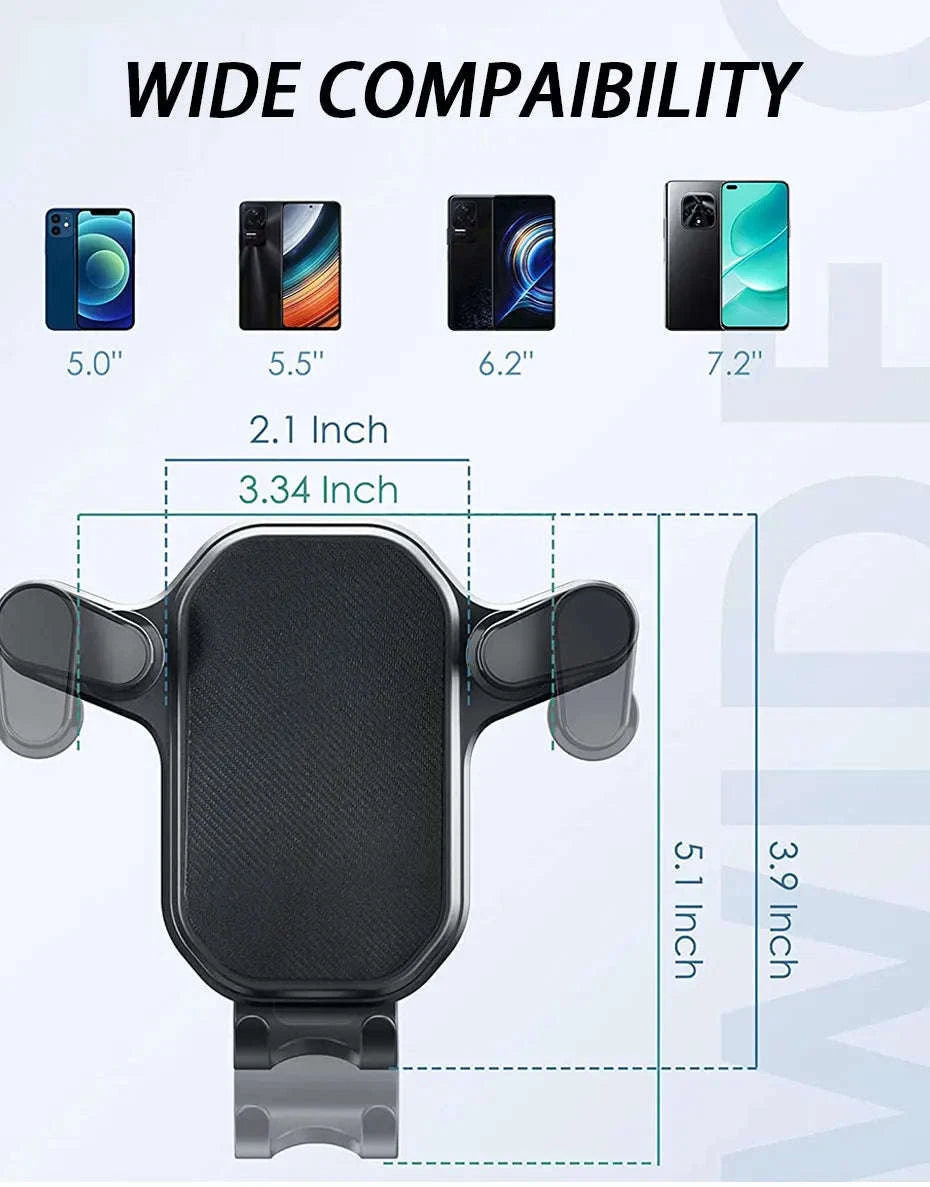 Car Air Vent Phone Holder Gravity Lock Hook Mount 360 Rotation-Long