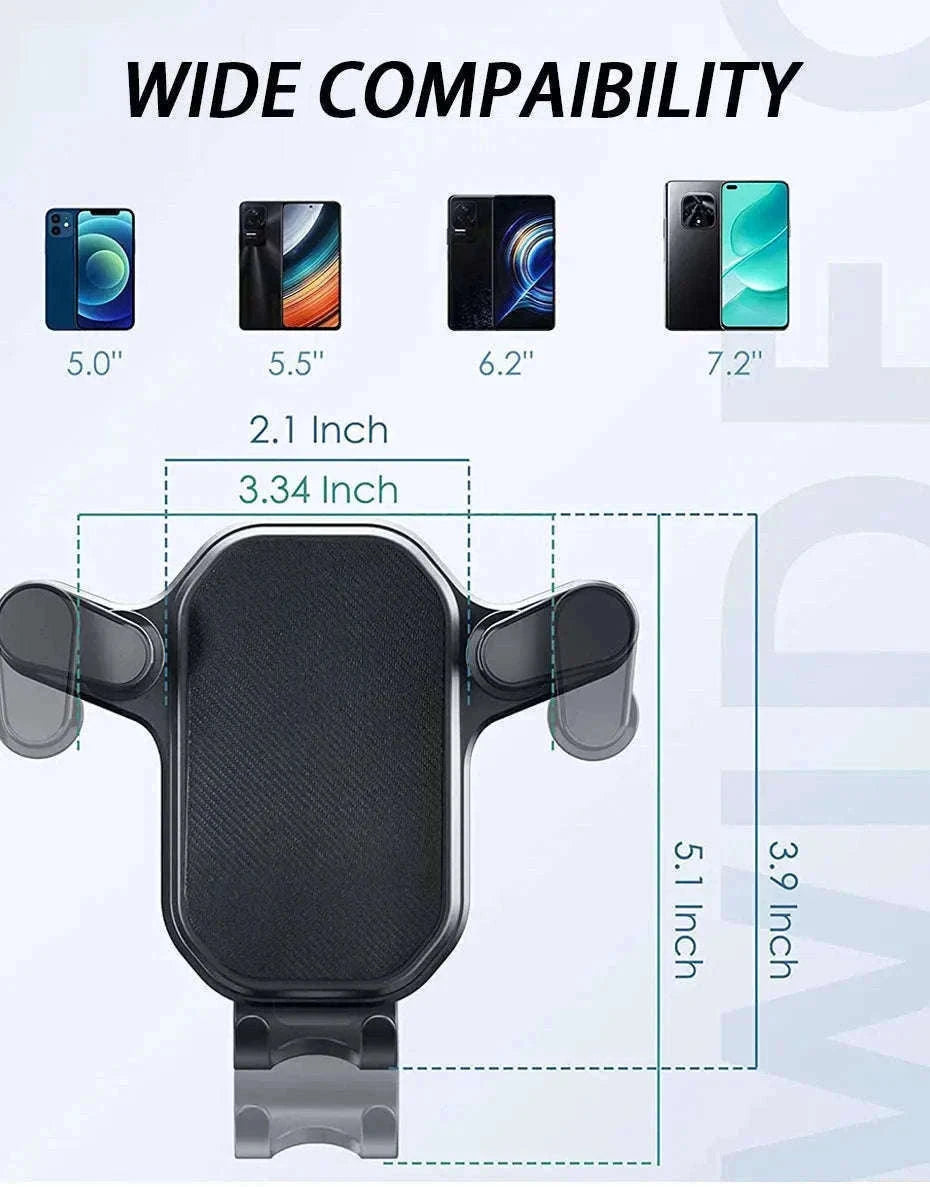 Car Air Vent Phone Holder Gravity Lock Hook Mount 360 Rotation-Long