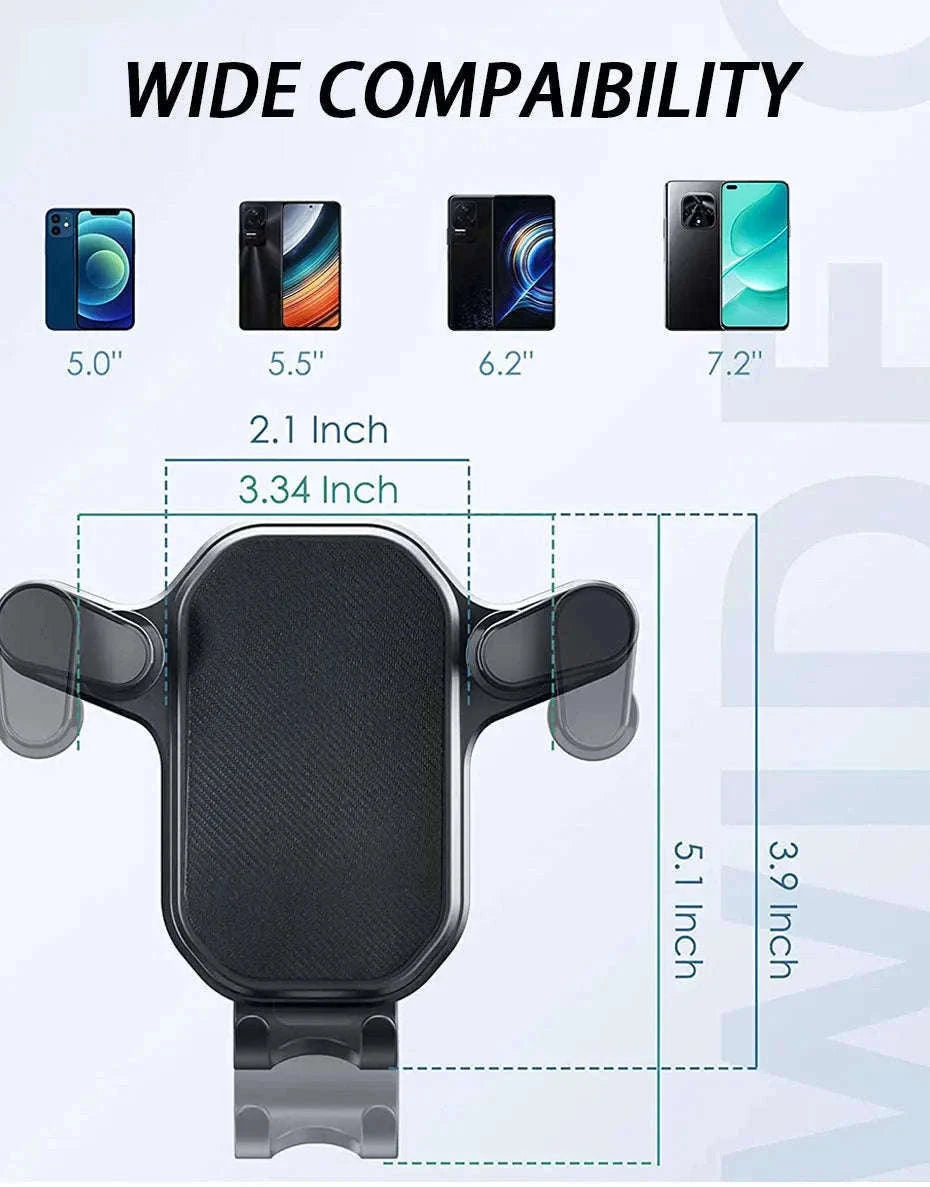 Car Air Vent Phone Holder Gravity Lock Hook Mount 360 Rotation-Long
