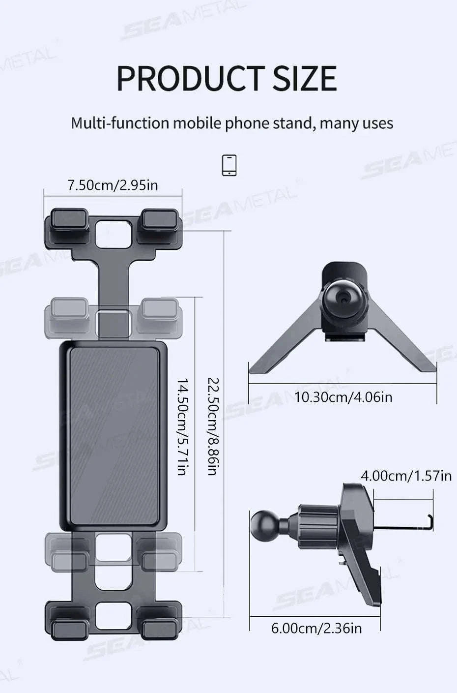 Car Air Vent Tablet Holder for 4.7-12.9 in Devices-1pc