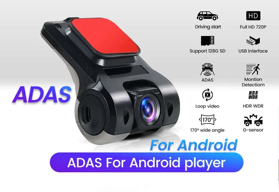 Car Android Navigator USB HD 720P 170° DVR Driving Recorder Media Comes with ADAS Driving Assistance Function Recorder Night-DVR-W6Q / China Mainland