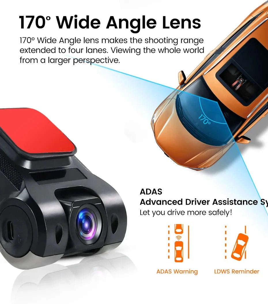 Car Android Navigator USB HD 720P 170° DVR Driving Recorder Media Comes with ADAS Driving Assistance Function Recorder Night-DVR-W6Q / China Mainland