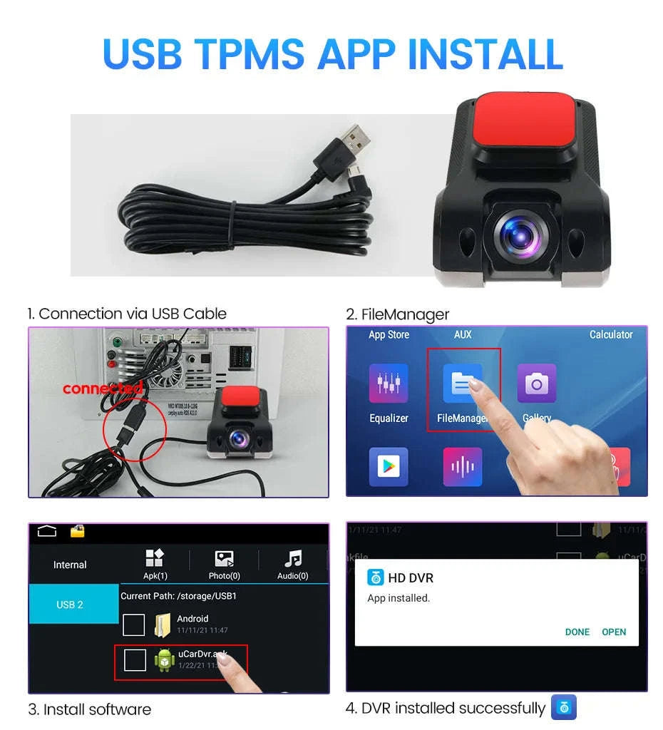 Car Android Navigator USB HD 720P 170° DVR Driving Recorder Media Comes with ADAS Driving Assistance Function Recorder Night-DVR-W6Q / China Mainland