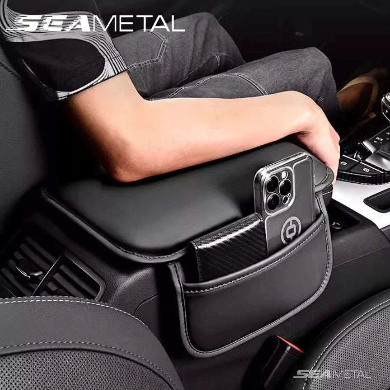 Car Arm Rest Extension Cushion with Storage Bag-Wine