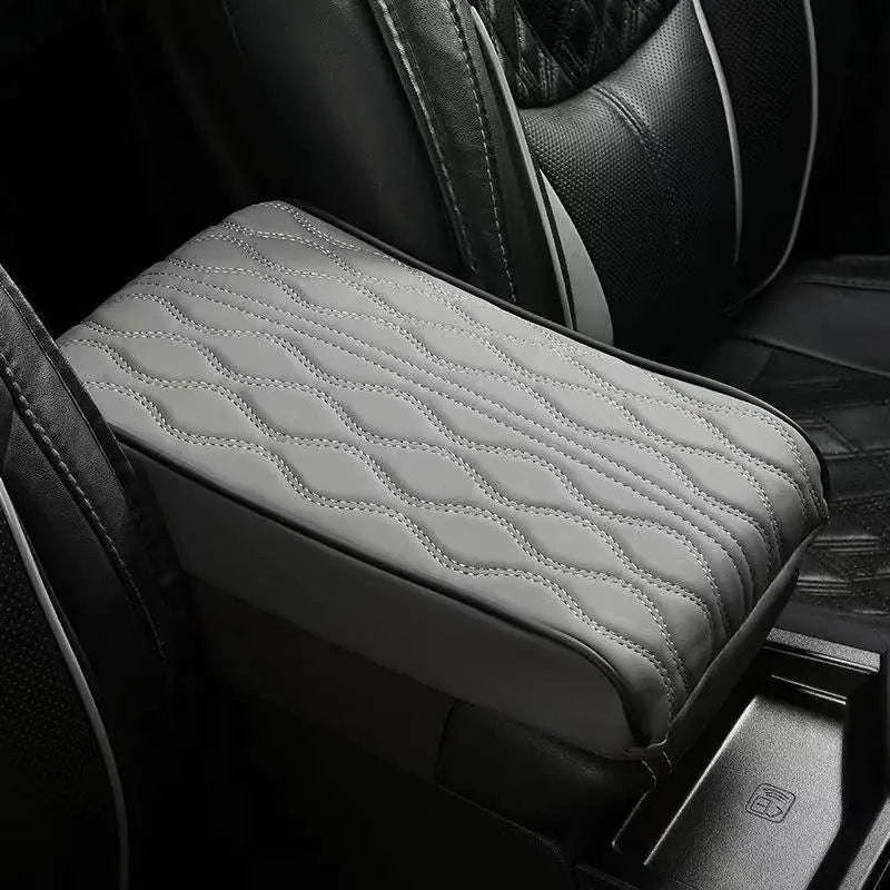 Car Armrest Box Cushion Memory Foam Console Cover-Brown / PU Leather